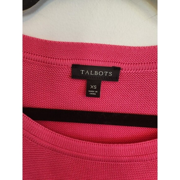 Talbots Womens Sweater Pink Waffle Knit 3/4 Sleeve Button Detail Pullover Sz XS - Picture 4 of 10